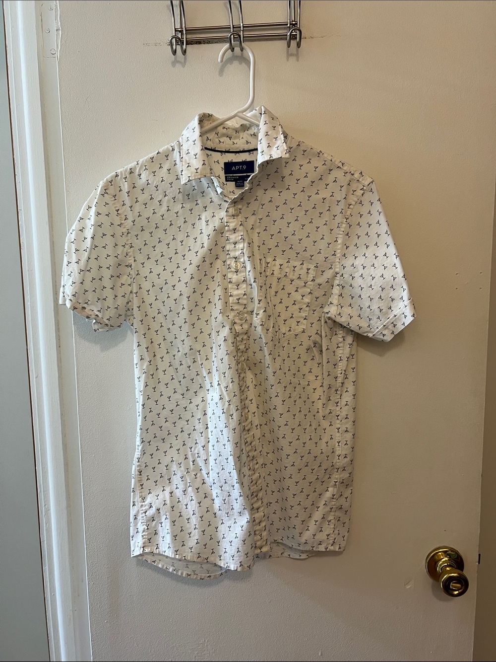 Men’s apt 9 short sleeve martini print shirt size small black